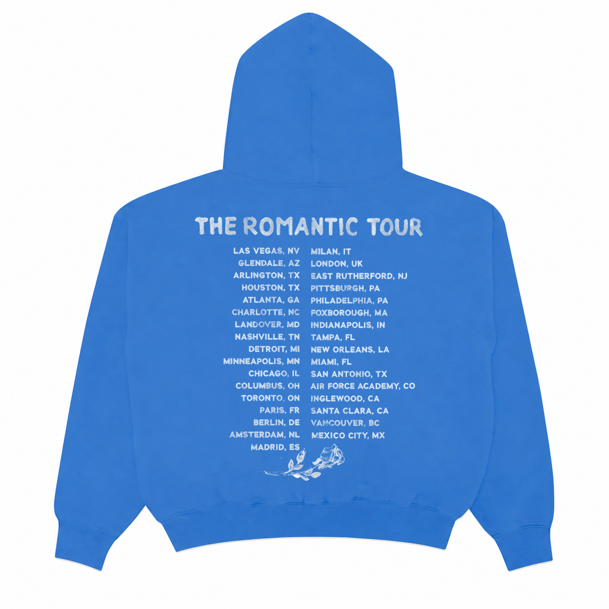 BRUNO MARS TOUR MERCH - THE ROMANTIC TOUR BLUE HOODIE