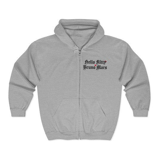 BRUNO MARS TOUR MERCH - BRUNO MARS X HELLO KITTY GREY ZIP UP