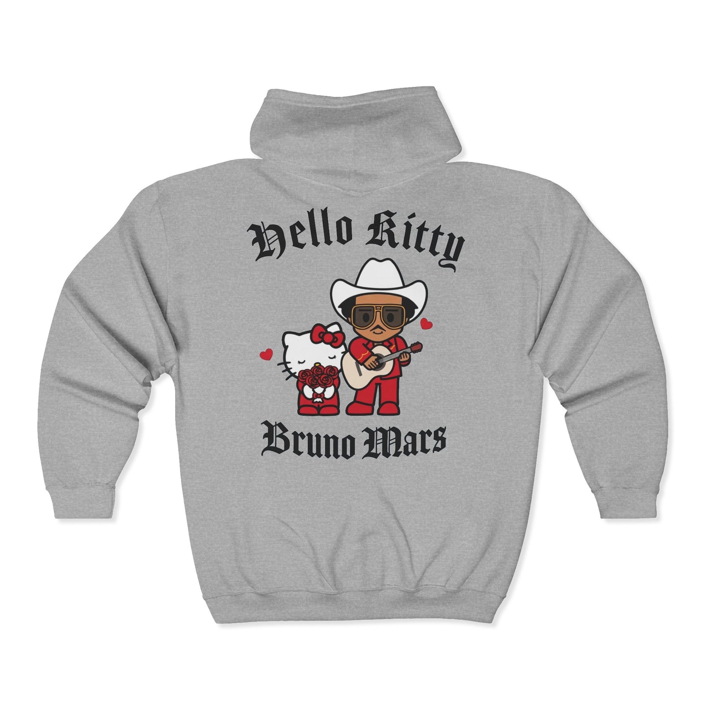 BRUNO MARS TOUR MERCH - BRUNO MARS X HELLO KITTY GREY ZIP UP