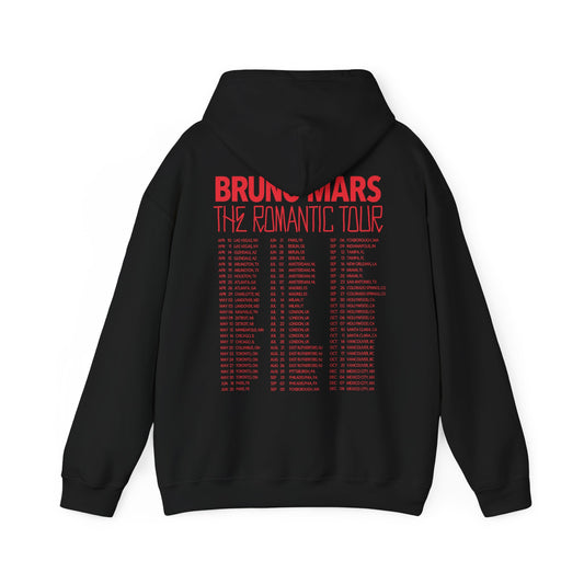 BRUNO MARS TOUR MERCH - THE ROMANTIC ROSE TOUR DATES HOODIE